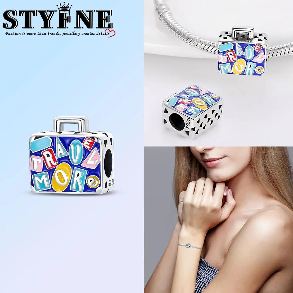 Anniversary Luggage Airplane Passport Three-Piece Set Copper Charms Fit Original Bracelet Jewelry Making For Women Gift