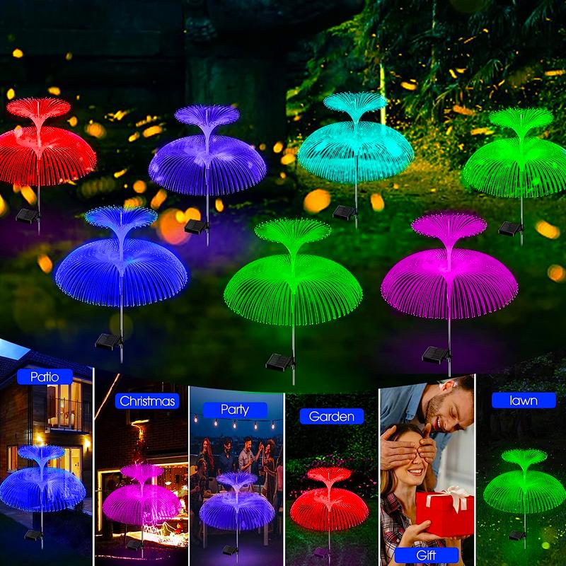 Luzes Solares de Caminho Duplas de Água-viva Decoração de Jardim LED Poste de Luz Impermeável para Exterior Quintal Gramado Pátio Lâmpada Solar para Gramado
