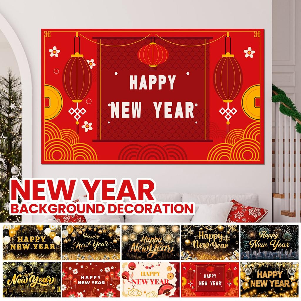 New Year's Day Holiday Party Background Cloth Flag Hanging Decoration