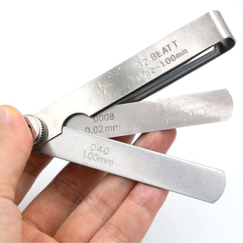JUTOSU Thickness Gauge, 32-Piece Steel Feeler Gauge with Dual Marking, Metric & Imperial, 0.02-1mm Gap Measurement Tool