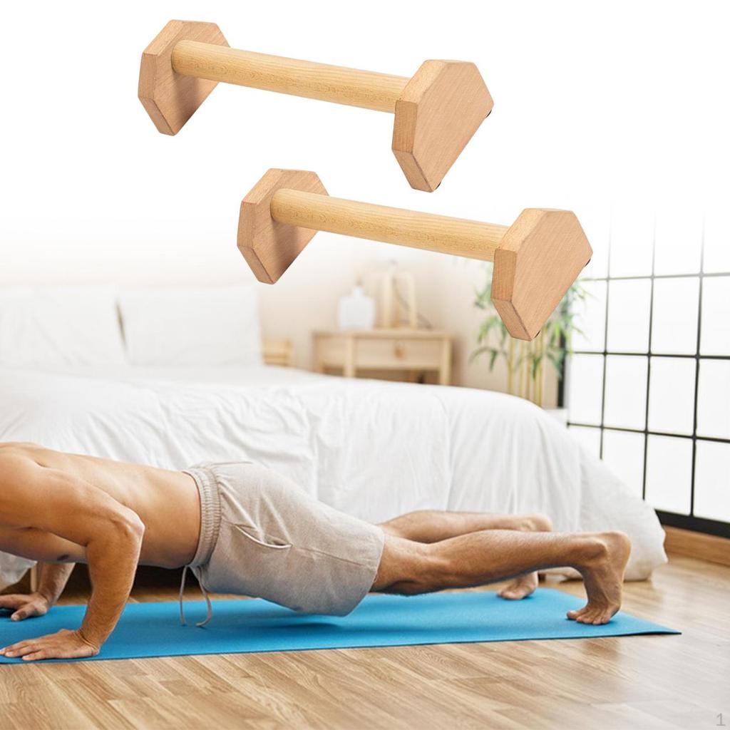 2 Pieces Pushup Bars Fitness Portable Planks Calisthenics Wood Parallettes Push up Stands for Home
