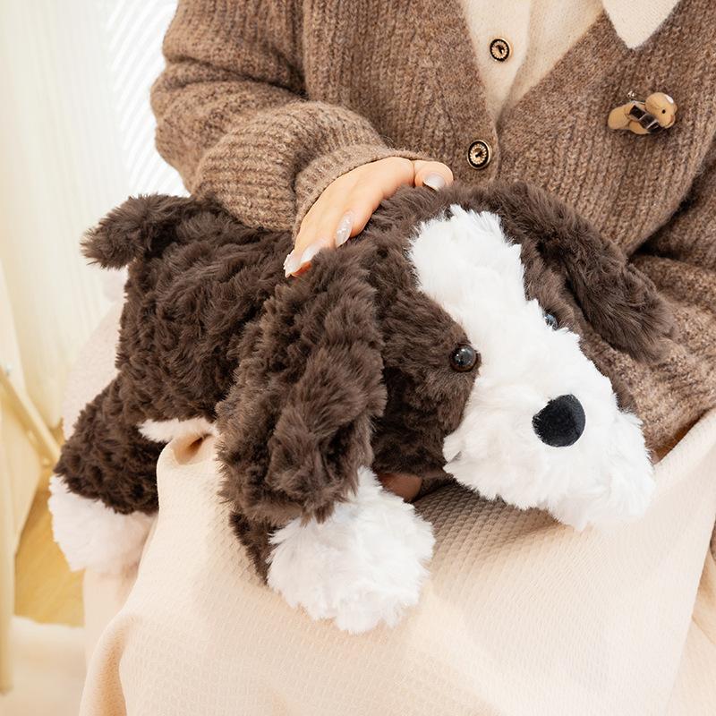 Cute Dog Plush Toy Brown Beige Lap Dog Soft Pillow Sofa Cushion Sleep Companion Doll Children's Birthday Gift for Girlfriend Boy
