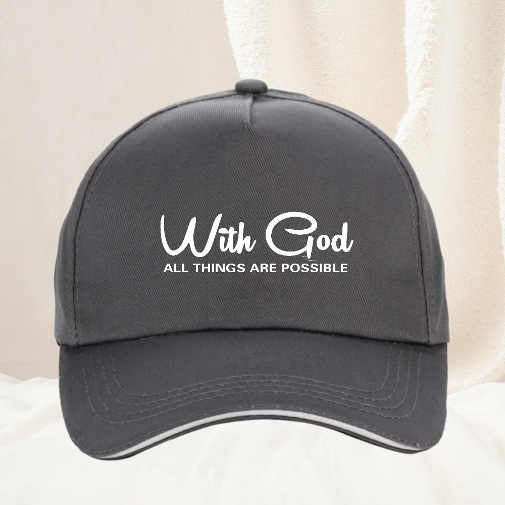 CON DIO TUTTO È POSSIBILE stampa a lettere Cappellino da Baseball Unisex Regolabile Cappello Sportivo