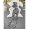 Western Style Shoulder Strap Chest Pad Tube Top Vest Women Niche Frill Top + Slimming Trumpet pants Two-piece Set