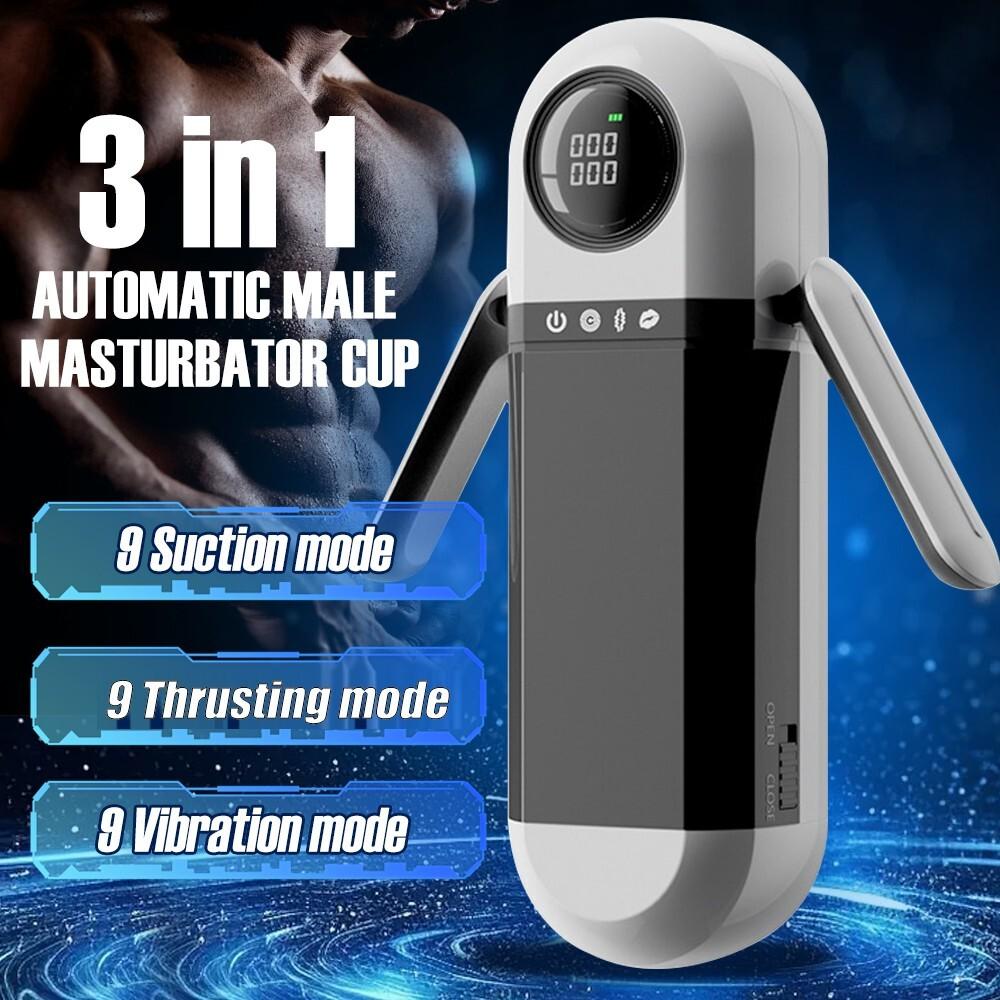 Männlicher Masturbator Becher Stoßender Saugender Vibrator Doppelte Griffe Penis Pumpe Taschentasche App-Steuerung Penis Trainer Sexspielzeug für Männer