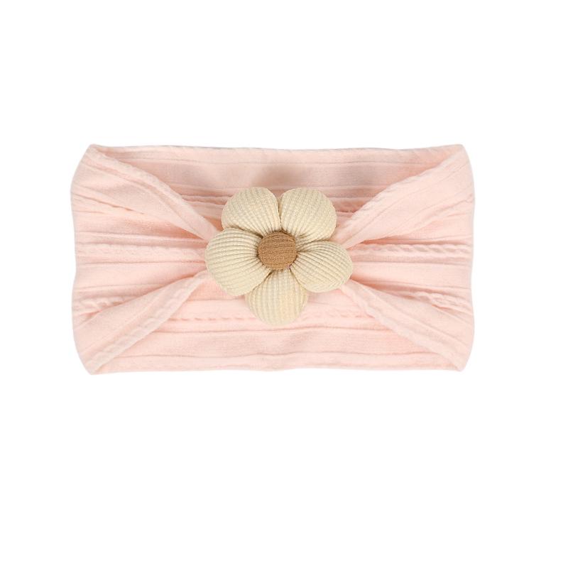 Children's Nylon Headband with Handmade Flowers - Wide, High Elasticity, Soft Jacquard Fabric