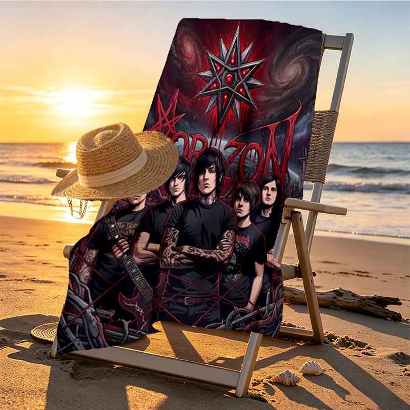 Bring Me the Horizon Print Beach Towel Design, Soft, Lightweight. for Home Bathroom, Spa, Pool, Yoga, Surfing, Camping, Gift for Family, Friend