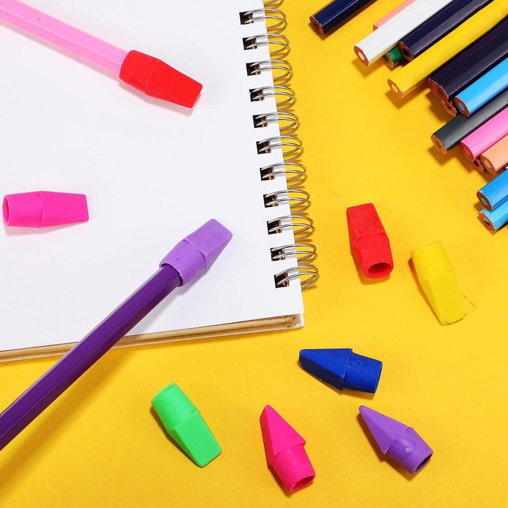 Ciieeo 120Pcs Cap Erasers for Pencils Toppers Erasers Mixed Color Pencil Top Erasers Stationery Supplies for and Teachers