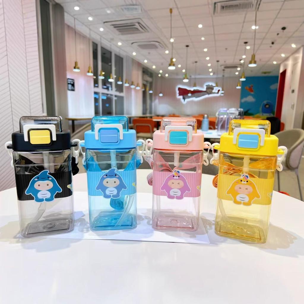 Water Bottle Egg Party Children's Water Cup School Boys and Girls Straw Cup Primary School Students Kettle Portable Cute Plastic Cup