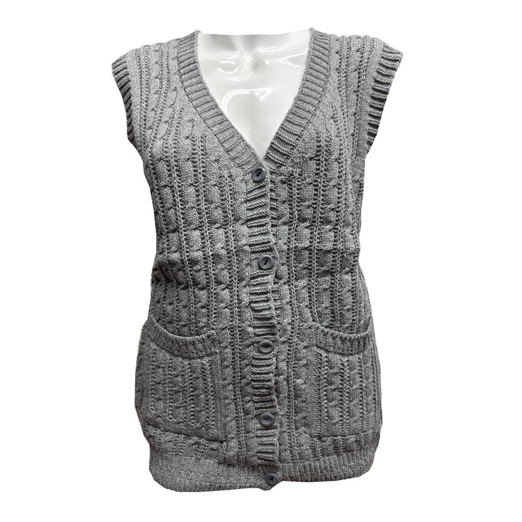 Ciciten Pocket Buttoned Daily Knitwear Women's Vest Mother's Vest