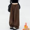 Samt-Hosen mit weitem Bein für Mädchen - Kaffee & Schwarz, Winter 2026