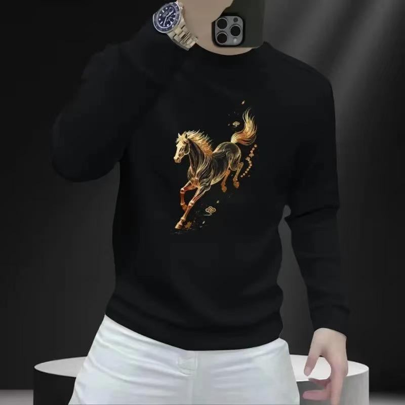 

2026 Year of the Horse Red Hoodie: Men s Festive Zodiac New Year Casual T-shirt M