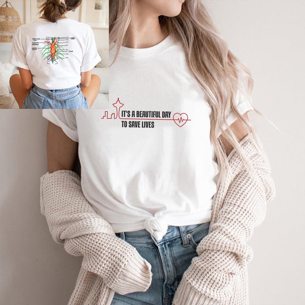 

Grey s Anatomy T-shirt It Is A Beautiful Day To Save Lives Shirt TV Series Design Apparel Shirts Unisex Short Sleeves Tops S