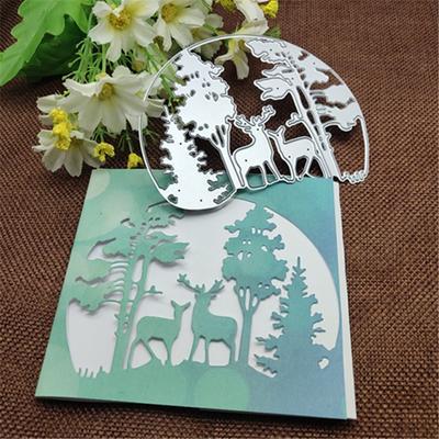 1 st Julgransskärningsdödar Schabloner Djurhjortramar Metallskärningsmatriser Stenciler för DIY Scrapbooking Album Papperskort