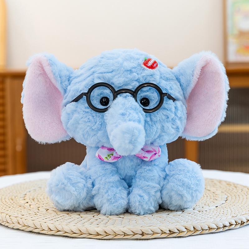 

Squatting Posture Plush Doll: Cute Small Animal Glasses Toy for Desk or Palm Companion 23cm, 0.15kg