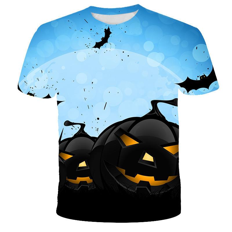 Summer new 3D printed loose round neck Halloween short sleeved T-shirt top