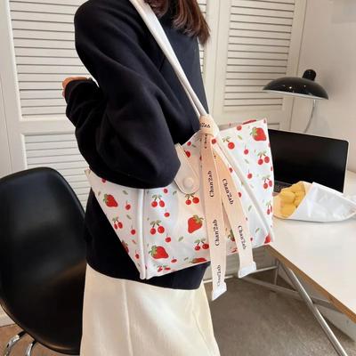 Velkokapacitní taška pro ženy  Korejská verze tašky  pěkný třešňový potisk taška přes rameno  crossbody taška
