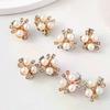 10PCS Sparkling Flower-shaped Crystal Pearl Button Pearl Hairpins Headwear Clip Rhinestone Buttons