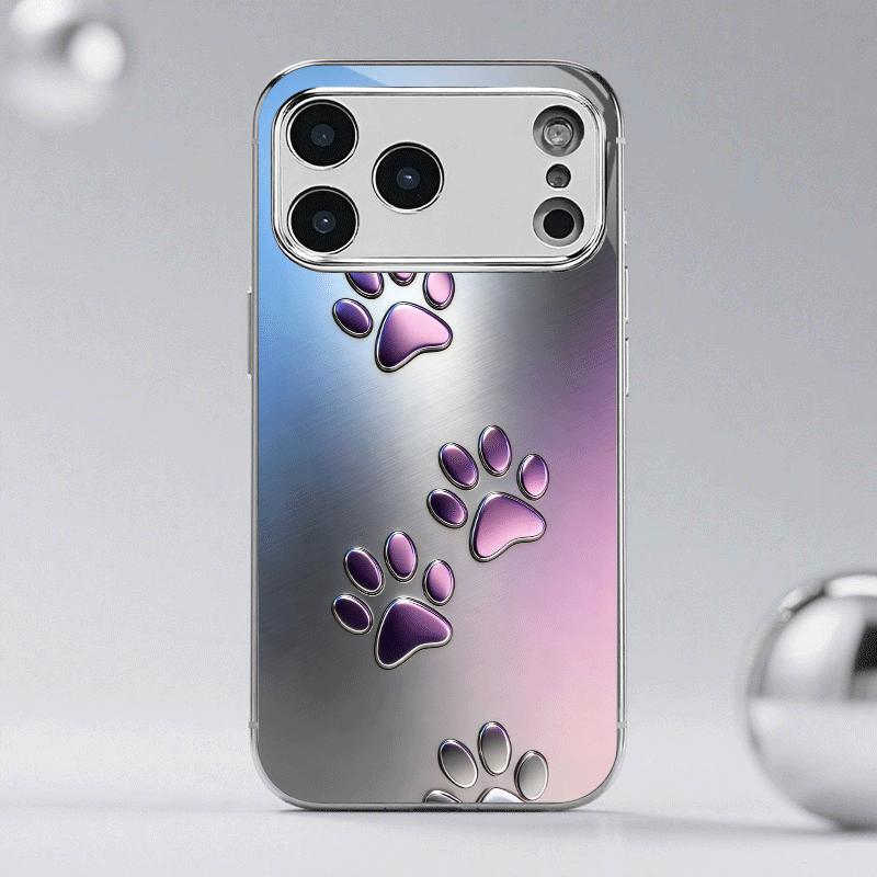 

Stylish Metallic Cat Paw Print For iphone 17 case fashion phone cases Glass Phone Case for iPhone 17 16 15 14 13 12 pm Pro Plus iPhone 15 Pro