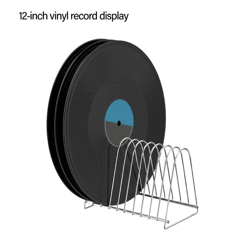 Vinyls Record Display Rack Metal Stand for 7 and 12 inches Albums with Ten Slots for Music Lovers and Home Organization