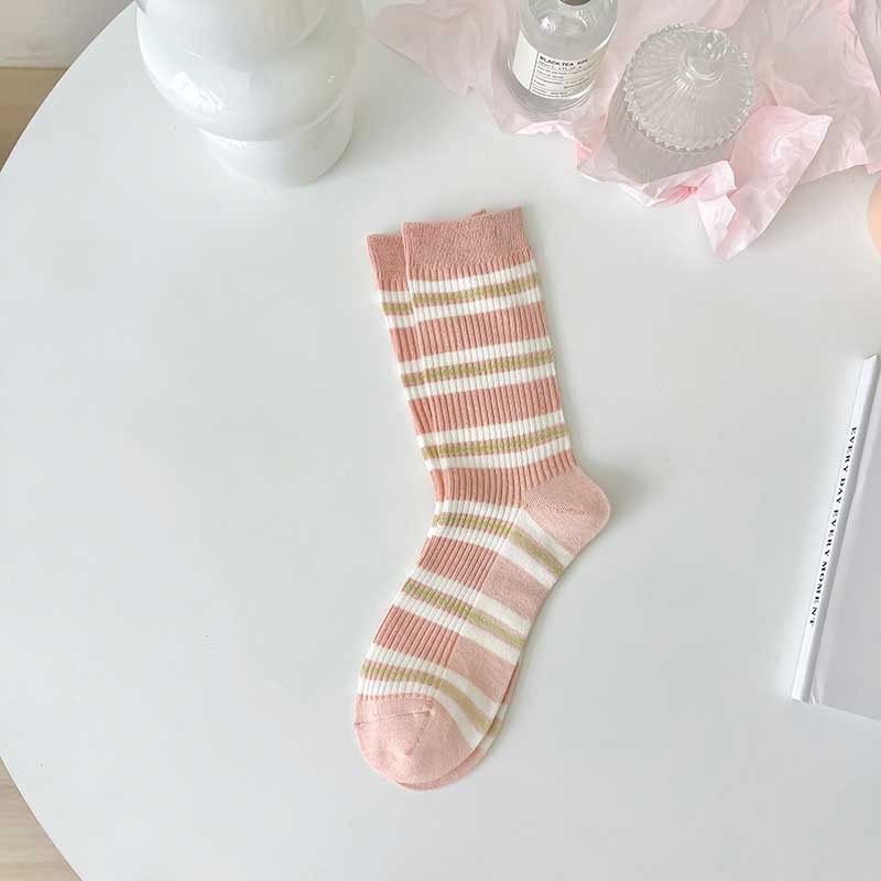 

Носки средней длины Love Stripe Sweet Preppy Style 1 пара унисекс корейские модные женские носки фиолетовые уникальные розовый