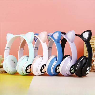 Luminous Cat Ear Headset Bluetooth Wireless Card Mobile Game Folding Earphone