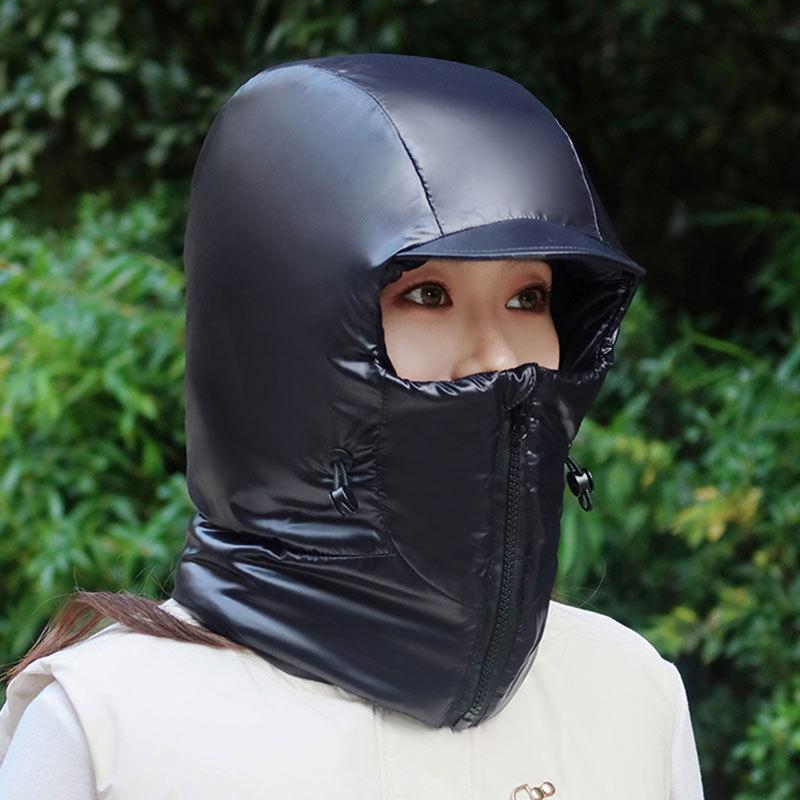 Winter thermal hat female cycling electric vehicle face protection ear protection scarf integrated thickened outdoor cold protection artifact