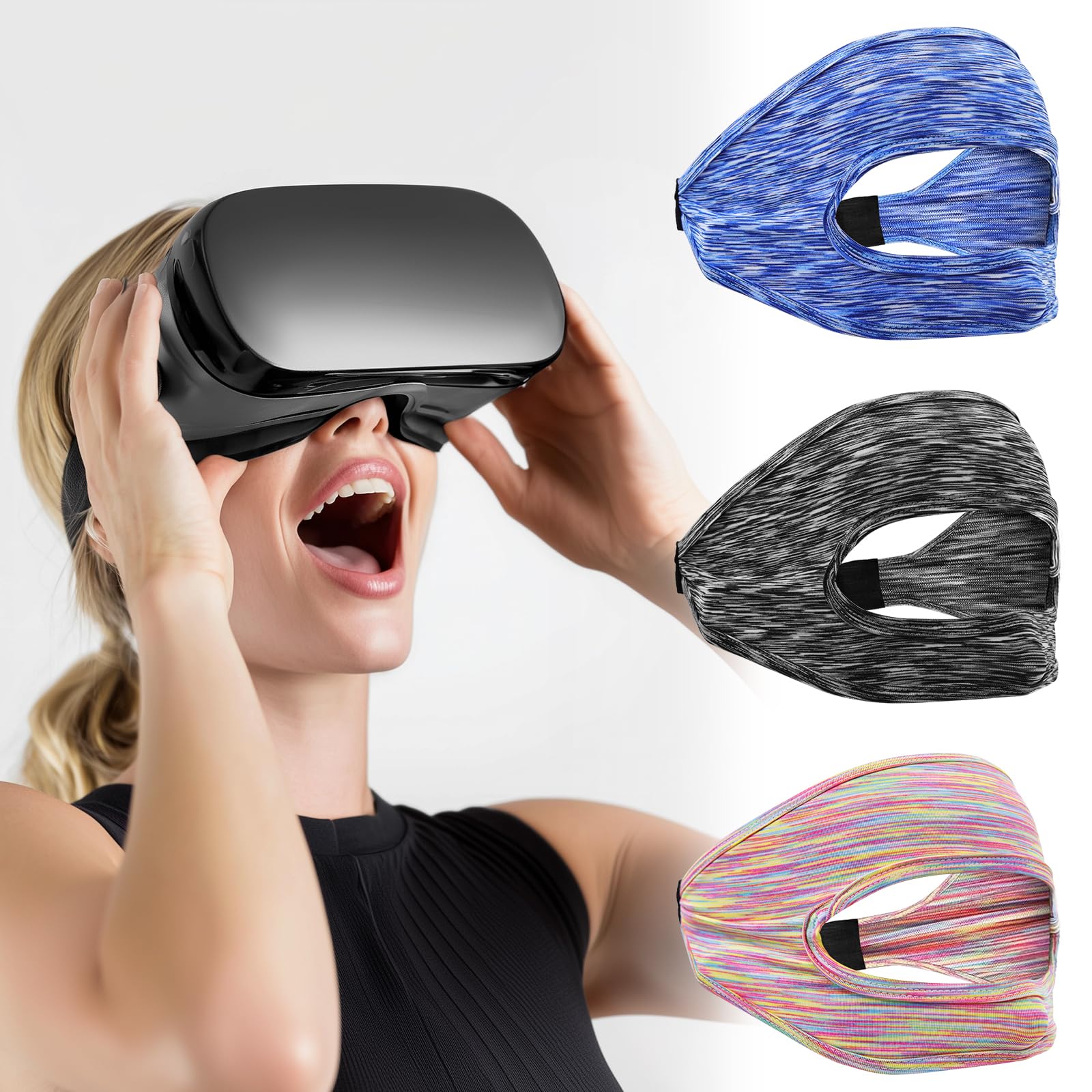 

VR Маски для очей для прання Очей Регульовані Доступні в чорному та синьому [Ygmylandbb] 3-Pack Окуляри, Маски, Дихаючі, Швидковисихаючі, М які, Розмір, Унісекс,