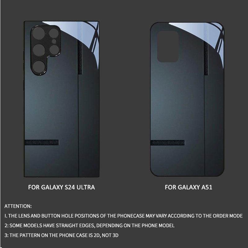 Schwarzes Kristall minimalistisches Design schwarzes Glas Handyhülle geeignet für Samsung GalaxyS26 S25 S24 S22 S21 S20FE/Ultra/Plus sturzsicher