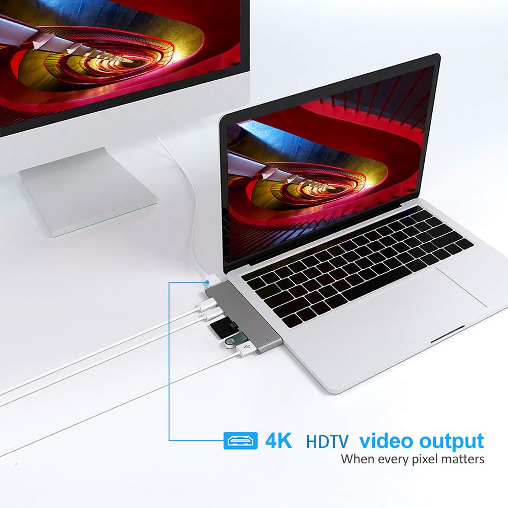 USB C HUB for MacBook Pro Type-c 3.1 to HDMI-compatible 4K Converter USB C to MCIRO SD SDHC MMC TF Card Reader Extend Adapter