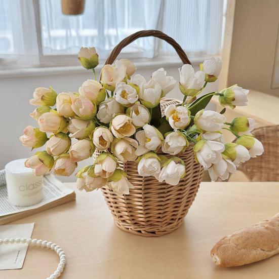 24 Bundles Artificial Tulip Flowers, Realistic Fake Tulips for Spring, Easter, Valentine's Day Home Decor, Wedding Centerpiece, Table Floral