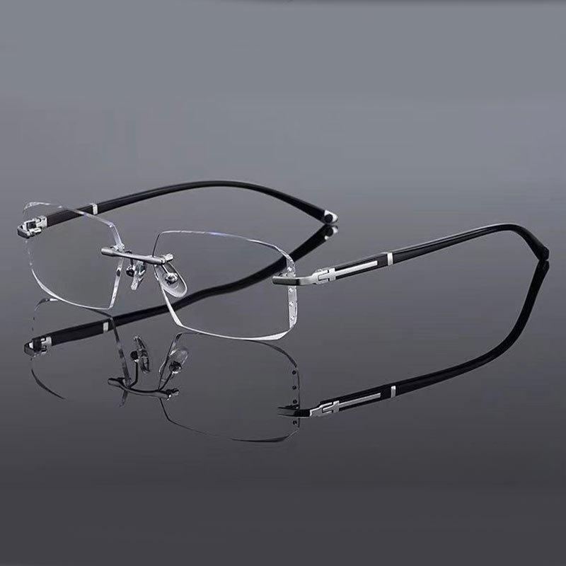 

Luxury Diamond Cutting Reading Glasses Men Business Rimless Eyeglasses Women Color Changing Presbyopia Eyewear 2.5 белый
