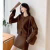 Women's Fashion Long Sleeve Knit Cardigan & Short Skirt Set