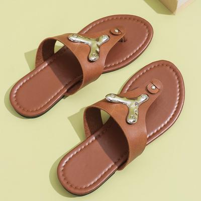 Fashion 2024 Summer New Clip Toes Flat Bottom Flip-flops Female Summer Outside Non-slip Comfort Beach Shoes Versatile Zapatos Mujer