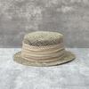French Retro Salted Seaweed Hollow Woven Small Brim Flat Top Top Hat For Men And Women Summer Travel Short Brim Straw Hat