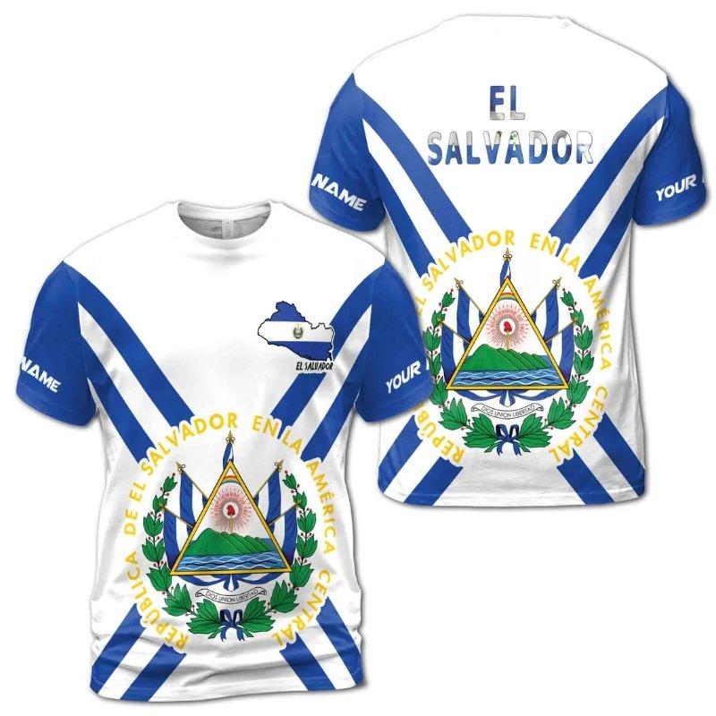 EL Salvador Flag Graphic T Shirts For Man Clothes Maillot Football Summer Fashion Trend Loose Sports Crew Neck Unisex Tees Tops