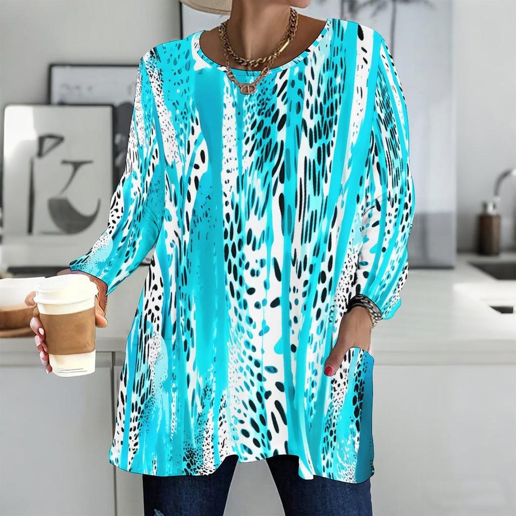 Ladies Oversized Crew Neck Long Sleeve T Shirt Soft Casual Tops For Home And Daily Outing