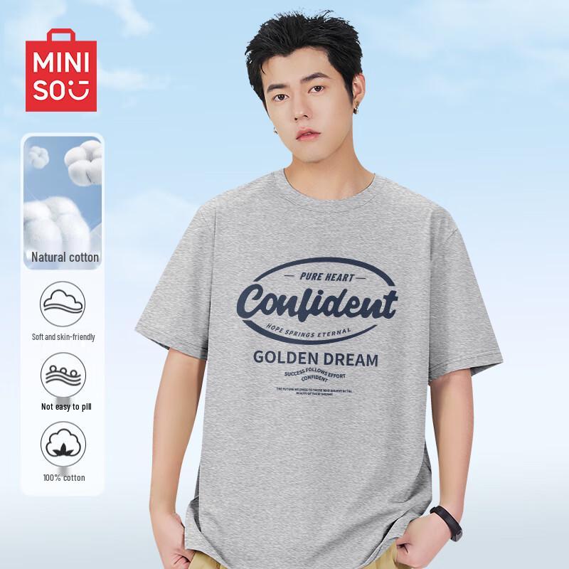 MINISO Men s Summer Heavyweight Pure Cotton T-Shirt M