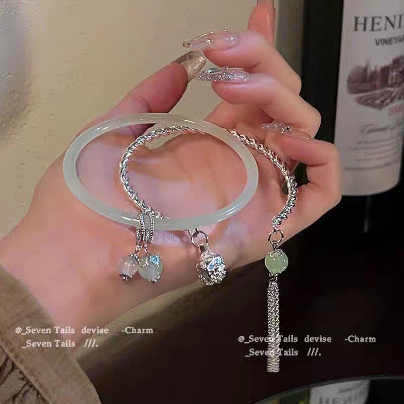 New Chinese Ancient Style Guochao Bell Bracelet Women'S Light Luxury Niche Exquisite Bracelet High-End Accessories Jingle Bracelet Cinnabar