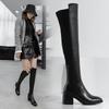 Fashion Genuine Leather Women's High Boots Fashion Slip-On Over-the-Knee Women Boots 2025 Autumn Winter Flock Round Toe Stretch Boots