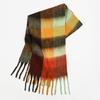 High-end color matching mohair scarf women's autumn and winter warmth thickened versatile plaid tassel