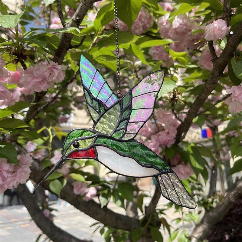 M-Modern-Bird Stained Glass Window Hanging Handmade Home Decor Bird Decoration For Garden Window Hanging