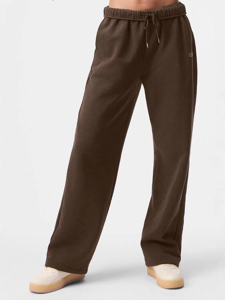 Alo Unisex Retro Volné Sametové Rovné Jógové Kalhoty pro Podzim/Zimu