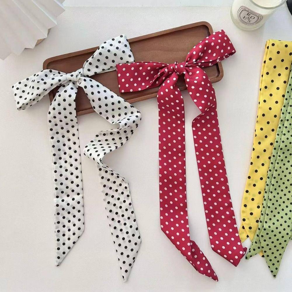 Bow Ties Long Silk Scarf Printed Long Ribbon Scarves Plaid Scarf Collocation Clothing Accessories