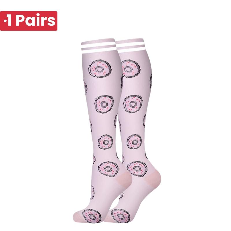 1 Pair Cute Cat Compression Socks Knee High 20-30 Mmhg Fit Medical Edema Diabetes Varicose Veins Running Sports Socks