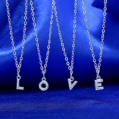 Korean-Style Silver Alphabet Pendant Necklace - Women's Fashion Clavicle Chain