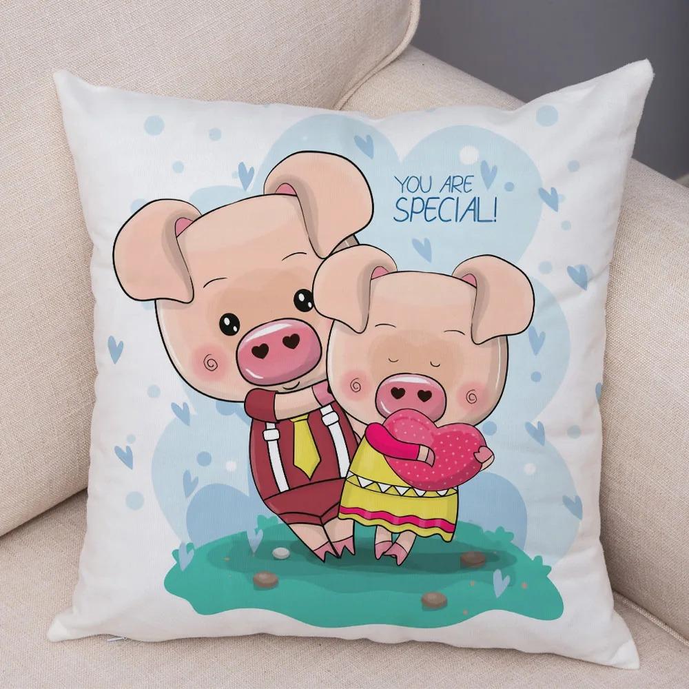 Büro Wohnzimmer Zuhause Kissenbezug Cartoon Haustier Schwein Kissenbezug Auto Ornamente