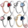 Brand New Copper Metal Classic Heart Shaped Shiny Various Colors Zircon Ring Elegant Exquisite Charm Bead Component High Quality Fine Jewelry