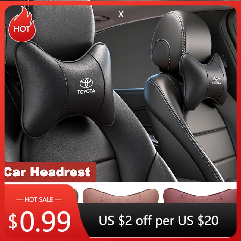 For Toyota 2026 Hot Hub Caps 1Pcs Car Seat Memory Foam Headrest Auto Logo Neck Pillow For Toyota Corolla Yaris Aygo Prius RAV4 C