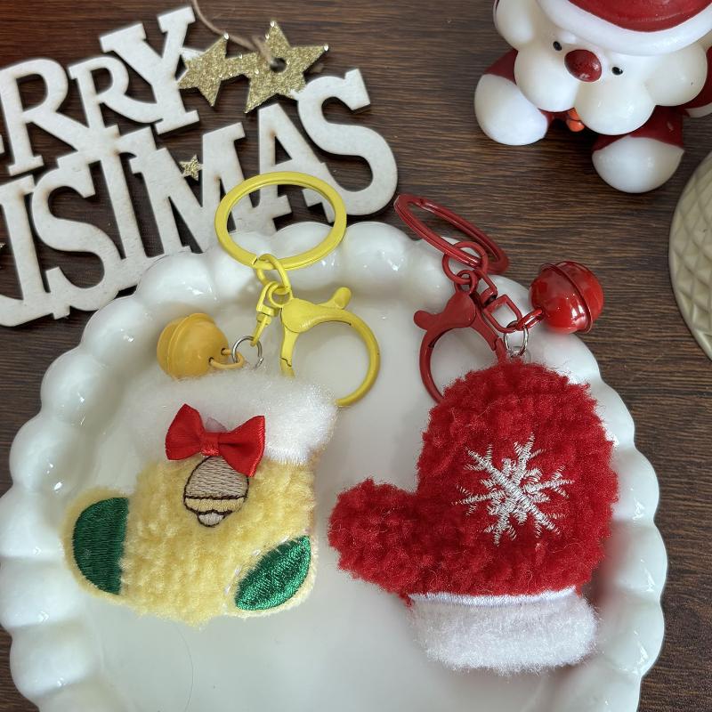Cute Christmas Plush Doll Keychain Cartoon Santa Claus Snowman Christmas Tree Backpack Pendant Decorative Accessories Gift